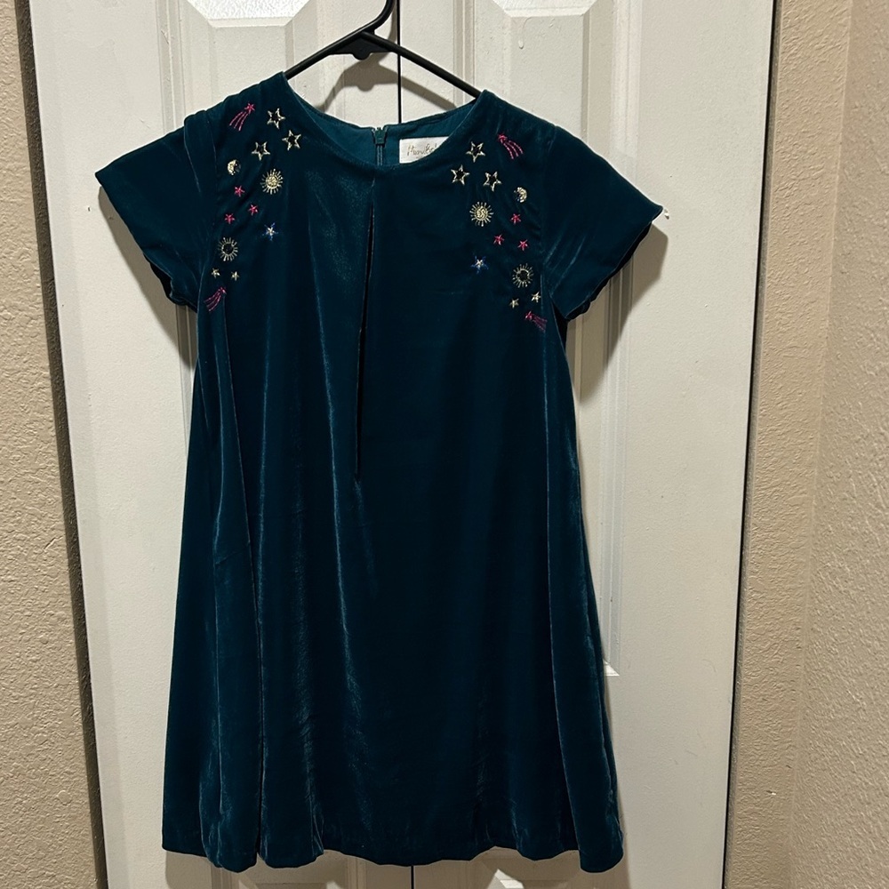 Mini Boden Velvet Stars and Planets Dress Girls , size 7-8 years